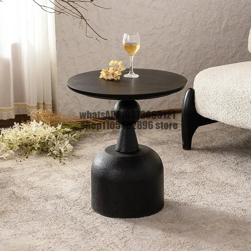 Wabi Sansan retro small round table living room sofa side few solid wood B & B hotel creative wrought iron round coffee side