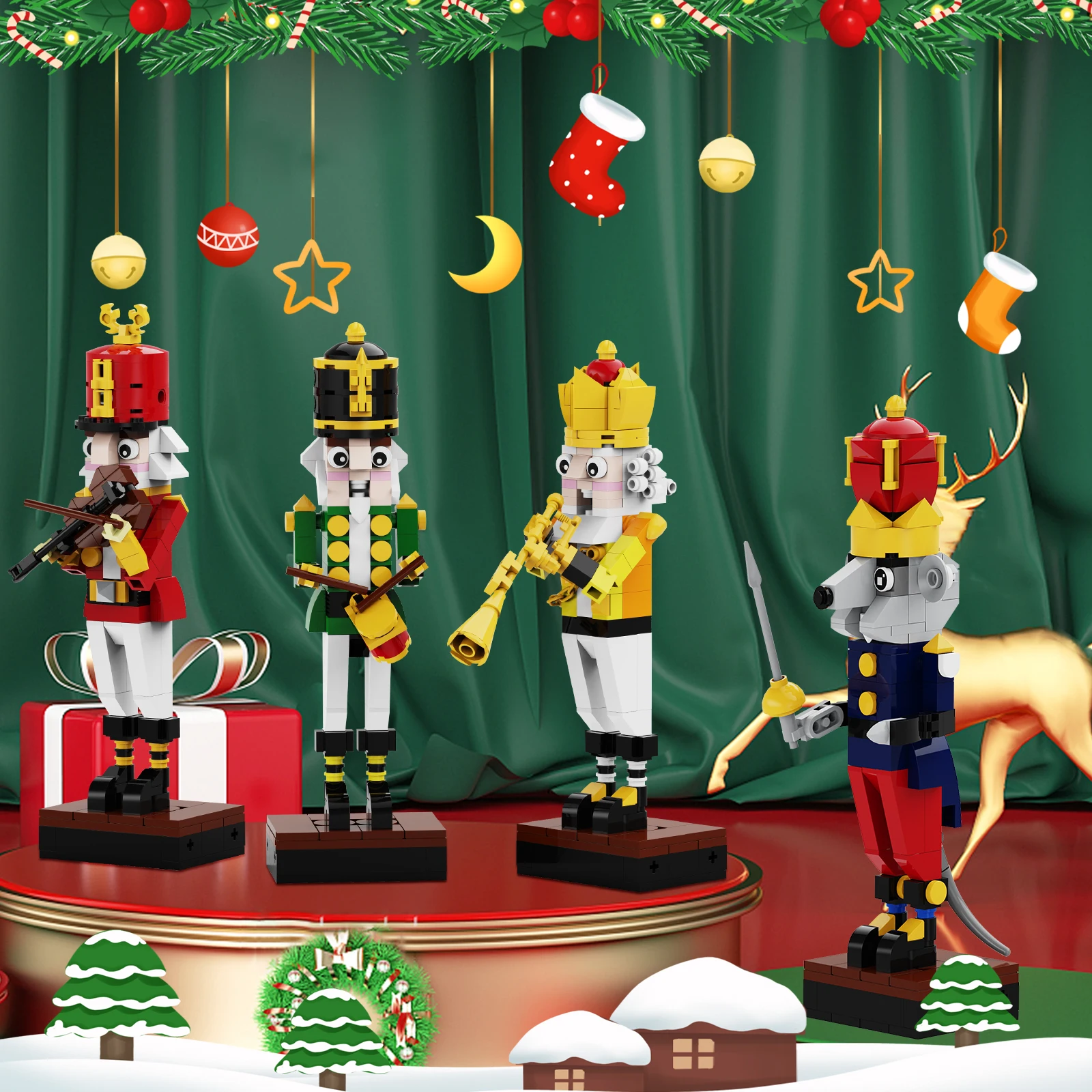 The Nutcracker Mouse King Series 4-in-1Figures Building Bricks Toys Suit 697 Pieces DIY Toys for Children's Christmas Gifts