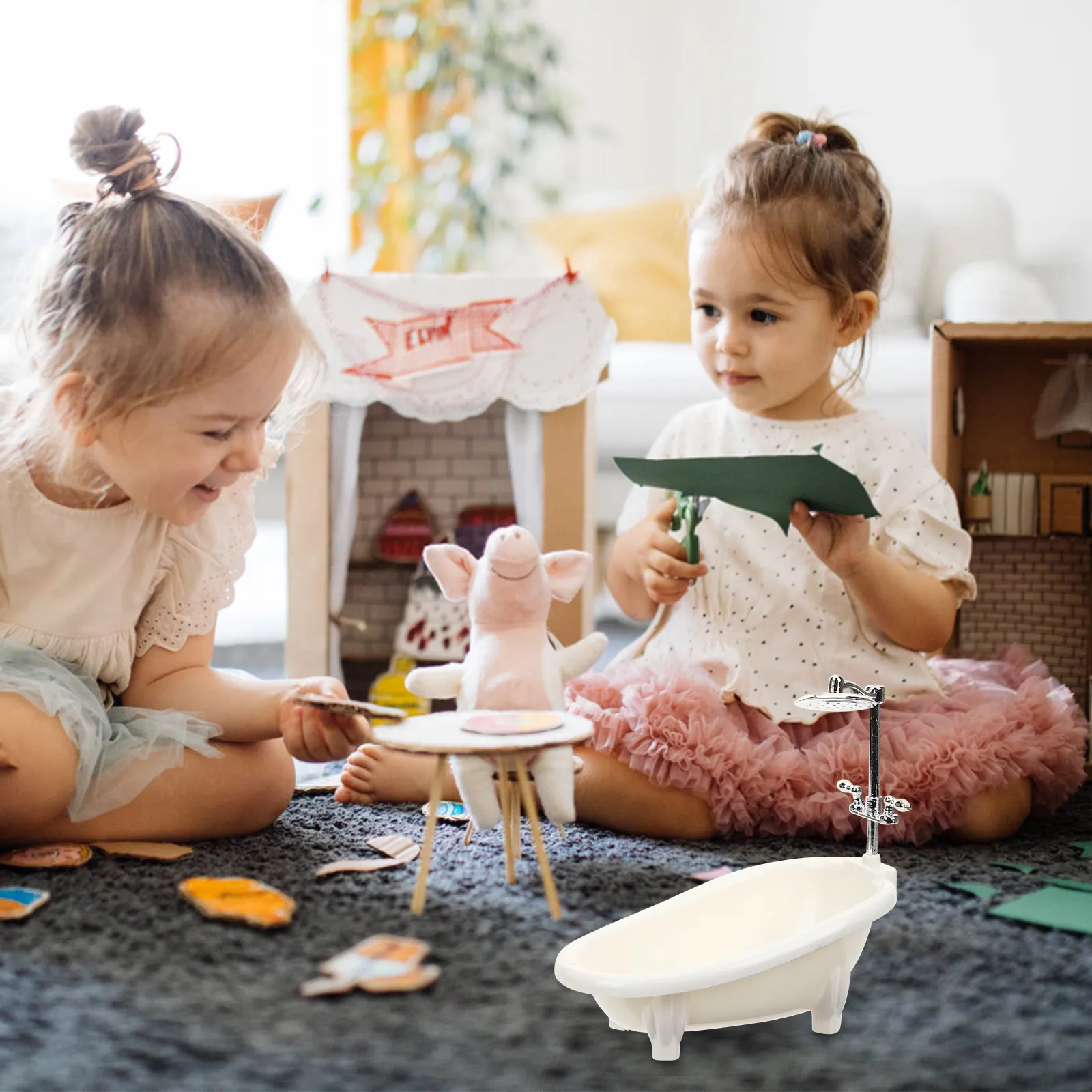 

Набор из 3 миниатюрных ванн: деревянные и пластиковые аксессуары для спальни, декор для мини-дома, принадлежности для ванной комнаты