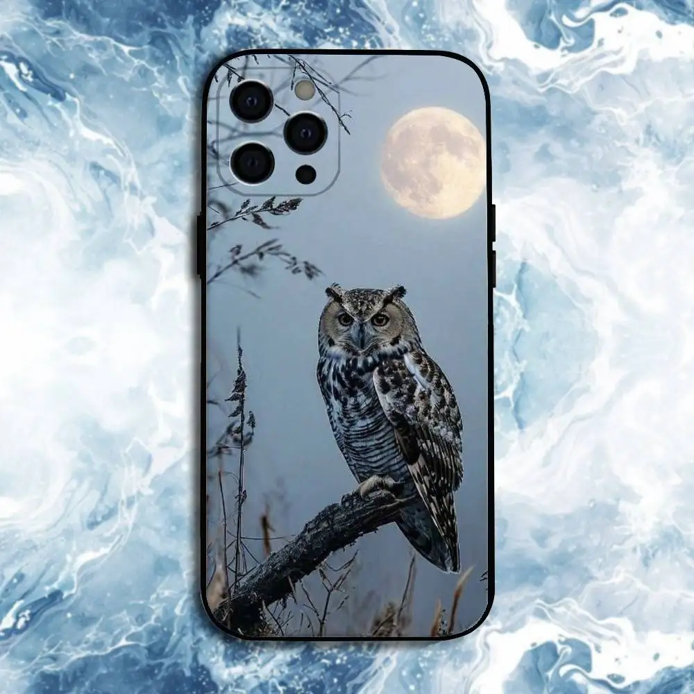 حافظة هاتف OWL FORST الواقعية لهاتف iPhone17,16,15,14,13,12,11 Plus, Pro Max, غطاء أسود من السيليكون الناعم #4