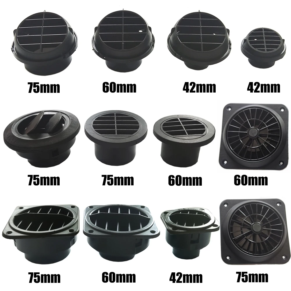 42mm/60mm/75mm Warm Heater Parking Heater Air Vent Car Heater Ducting Duct Air Outlet Black For Webasto Truck Auto Parts