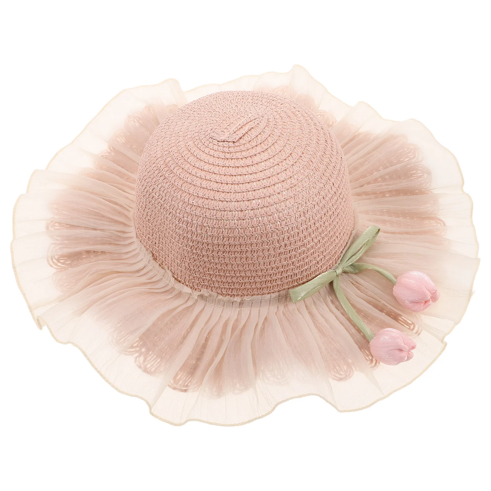 

Beach Accessories Sun Protection Bucket Hat Hats Pink Straw for