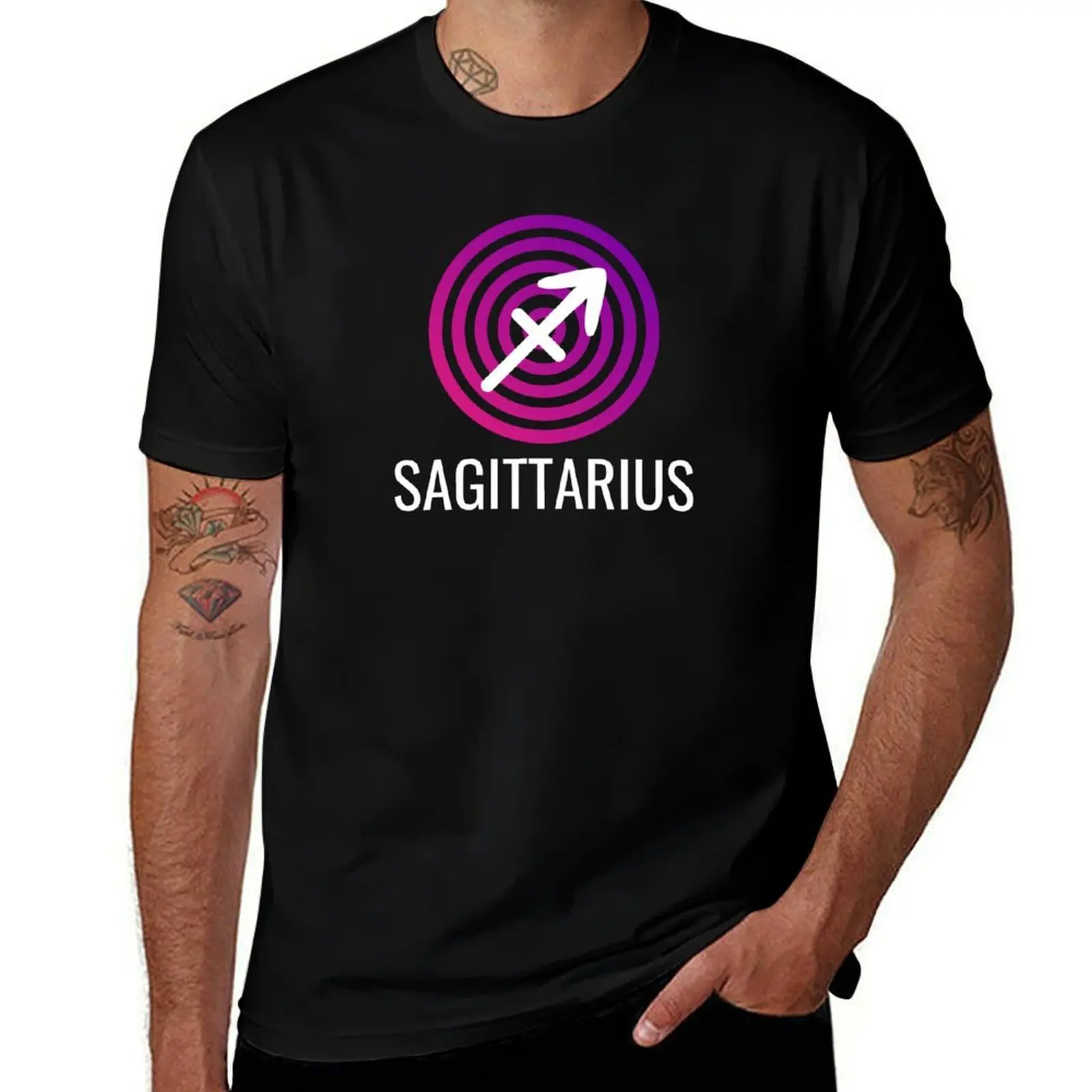 Zodiac Sagittarius Spiral Sign T-Shirt Fashion Print Casual Short Sleeve