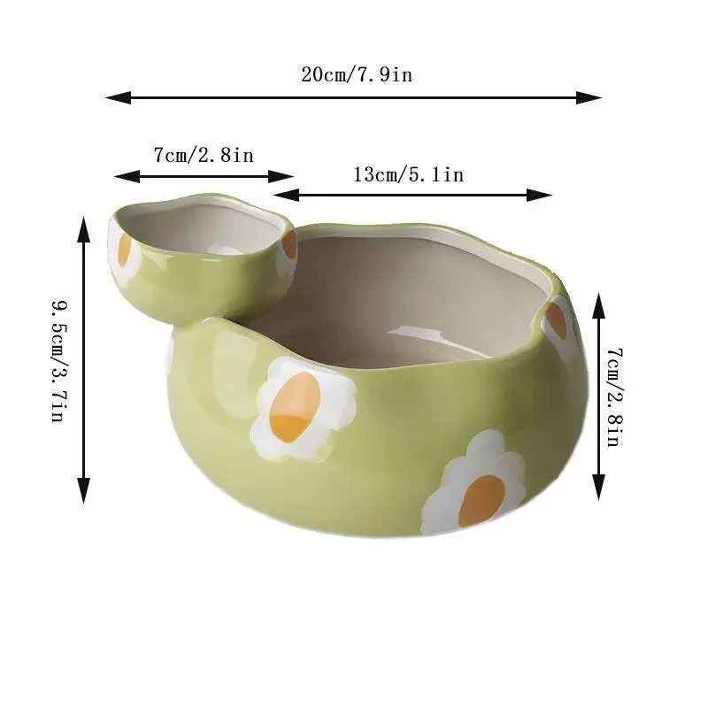 Creative Double Grids Ceramic Bowl Hand-Painted Irregular Shape Porcelain Dinnerware Sauce Condiment Snacks Fried Chicken Bowls
