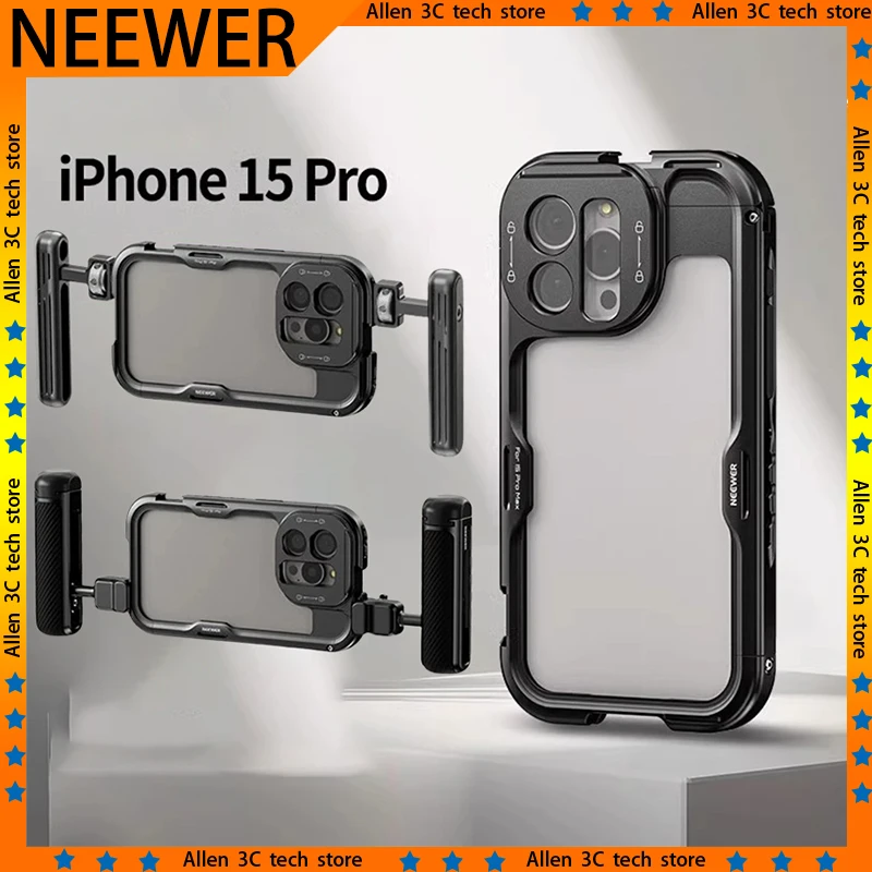 

NEEWER Phone Cage Holder For iPhone 15 Pro Stabilizer Upgrade Custom Protective Shell Quick Release Handle Phone Stand