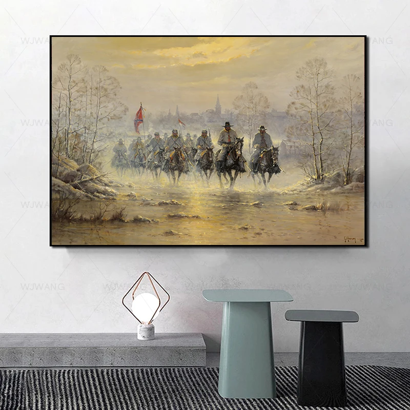 Confederate Army Cavalry Soldier Poster Art Canvas Paintings Wall Art Pictures Posters and Prints Modern Living Room Home Decor