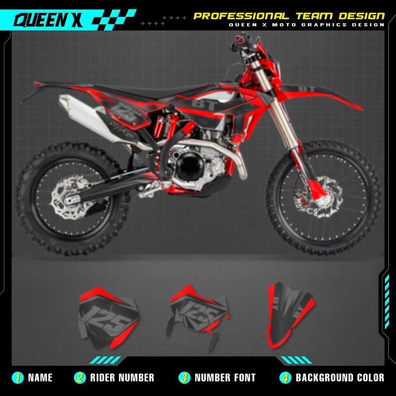 

QUEEN X MOTO Motorcycle Team Graphics Decal & Sticker Kit For BETA RR 2023 2024 2025 BETA RR ENDURO 002