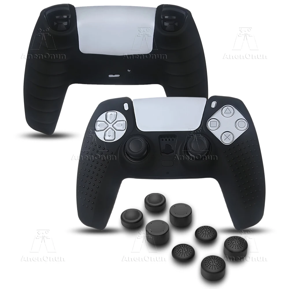 PS5 Controller Silicone Case with Thumb Grip Caps All-Round Protection Cover Shockproof Anti-Scratch Non-Slip Durable Soft Shell