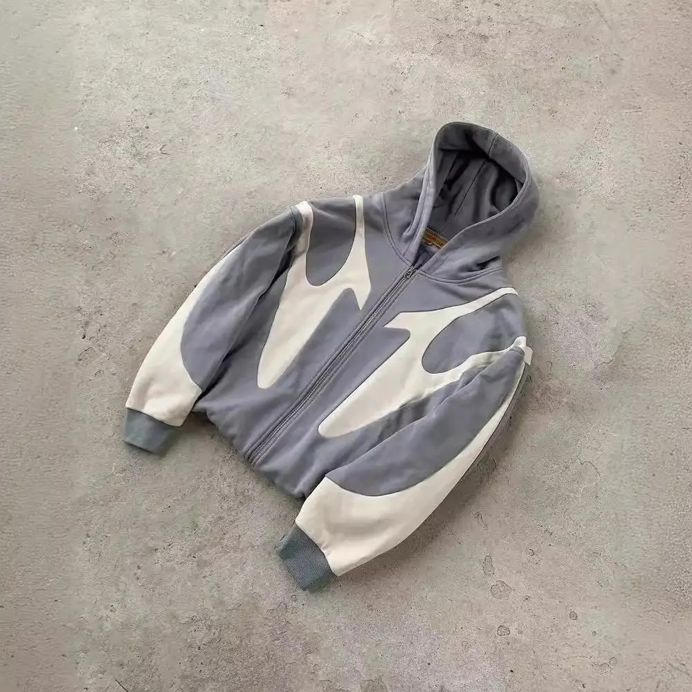 سترة بغطاء للرأس من Street Sle Jaet مطبوعة Y2K Harajuku Sle Long Sve ملابس خارجية للنساء لخريف وشتاء جديد...