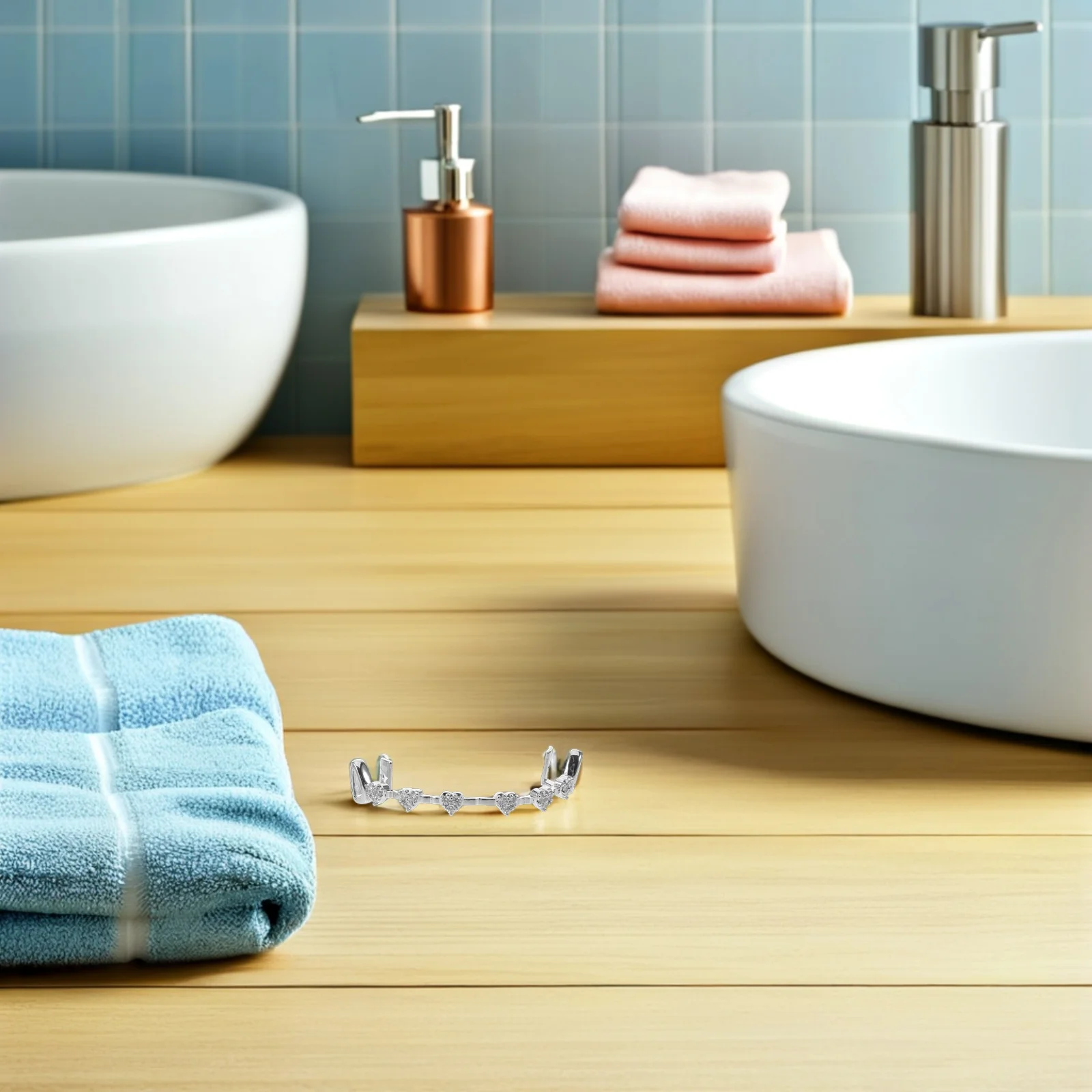 

2Pcs Silver Plated Rhinestone Teeth Grill Halloween Party Photo Shoot Costume Accessory Bottom Teeth Decorative Bling Dental