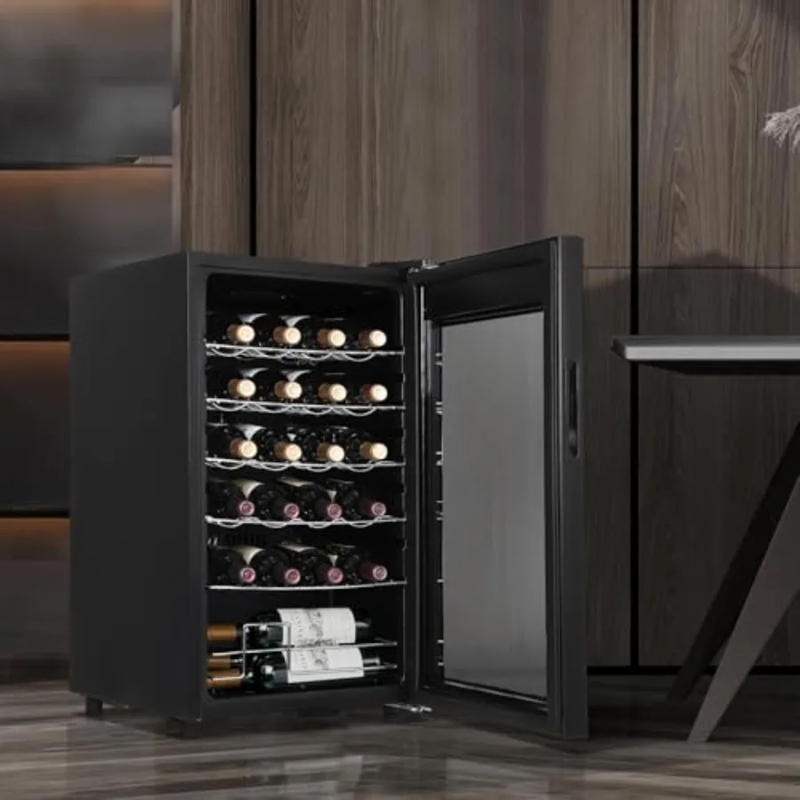 ثلاجة مبرد نبيذ مدمجة بزاوية 24 زجاجة مع باب زجاجي لمكتب المطبخ ومساحات البار التحكم الرقمي في درجة الحرارة Rangi