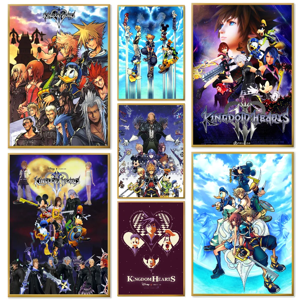Póster K-Kingdom Hearts, póster de juego, decoración del hogar, pared adhesiva HD, impermeable, decoración del hogar, sala de estar, dormitorio y bar