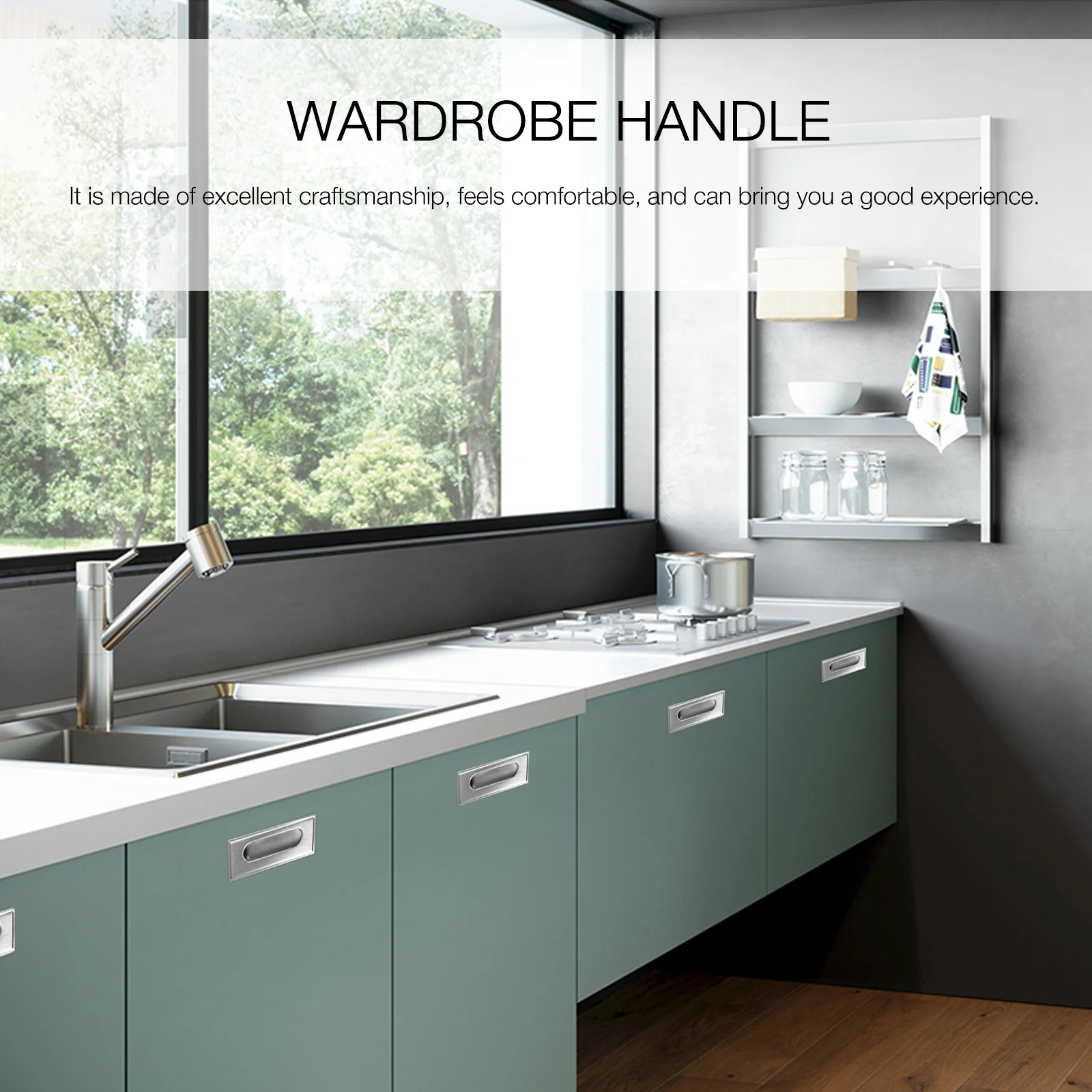 

6Pcs Easy Install Cabinet Door Handle Stainless Steel Embedded Pull Handle for Wardrobe Cupboard Home Organization