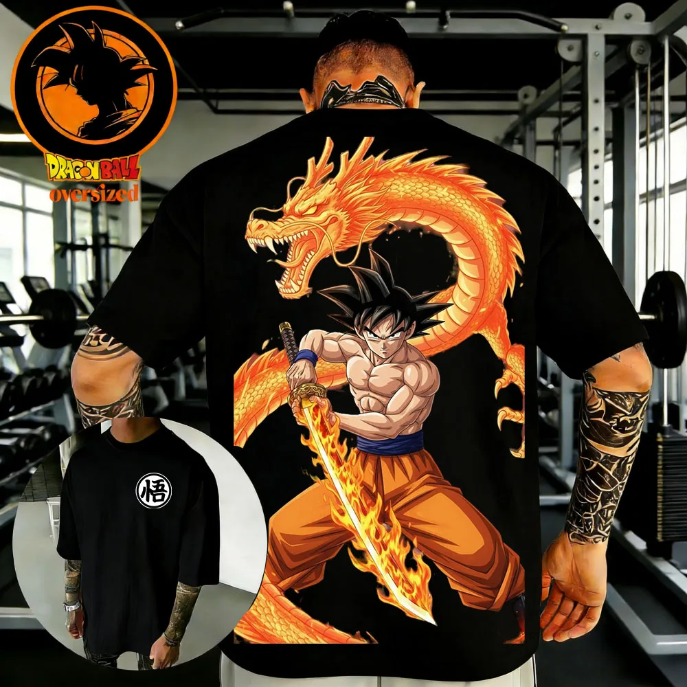 2026 Summer Dragon Ball Retro High Quality Cotton Men's T-shirts Oversized Goku Printed Unisex Children's Casual Short Sleeves