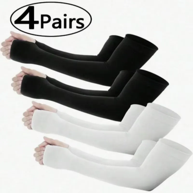 AliExpress NONE 4 Pairs Of Men's Sunscreen Arm Covers, Summer UV Resistant Women's Sleeve Covers, Suitable For Sports, Cycling, Vacation