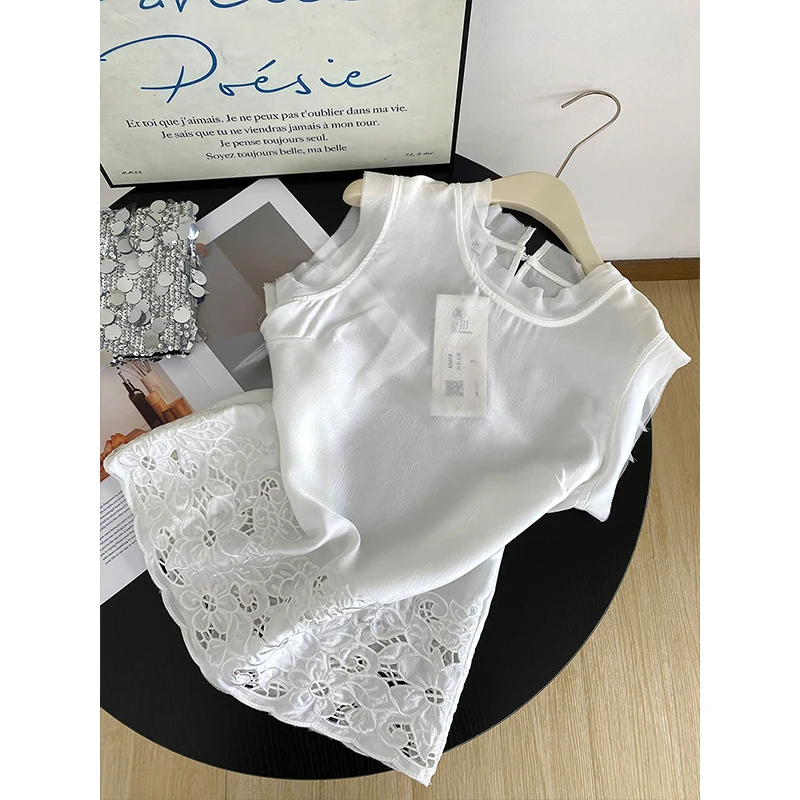 중국산 슬림 레이스 트림 아세테이트 탑 여성용 패셔너블 여름 신상 스트랩 베스트 스트레이트 컷 출퇴근용...