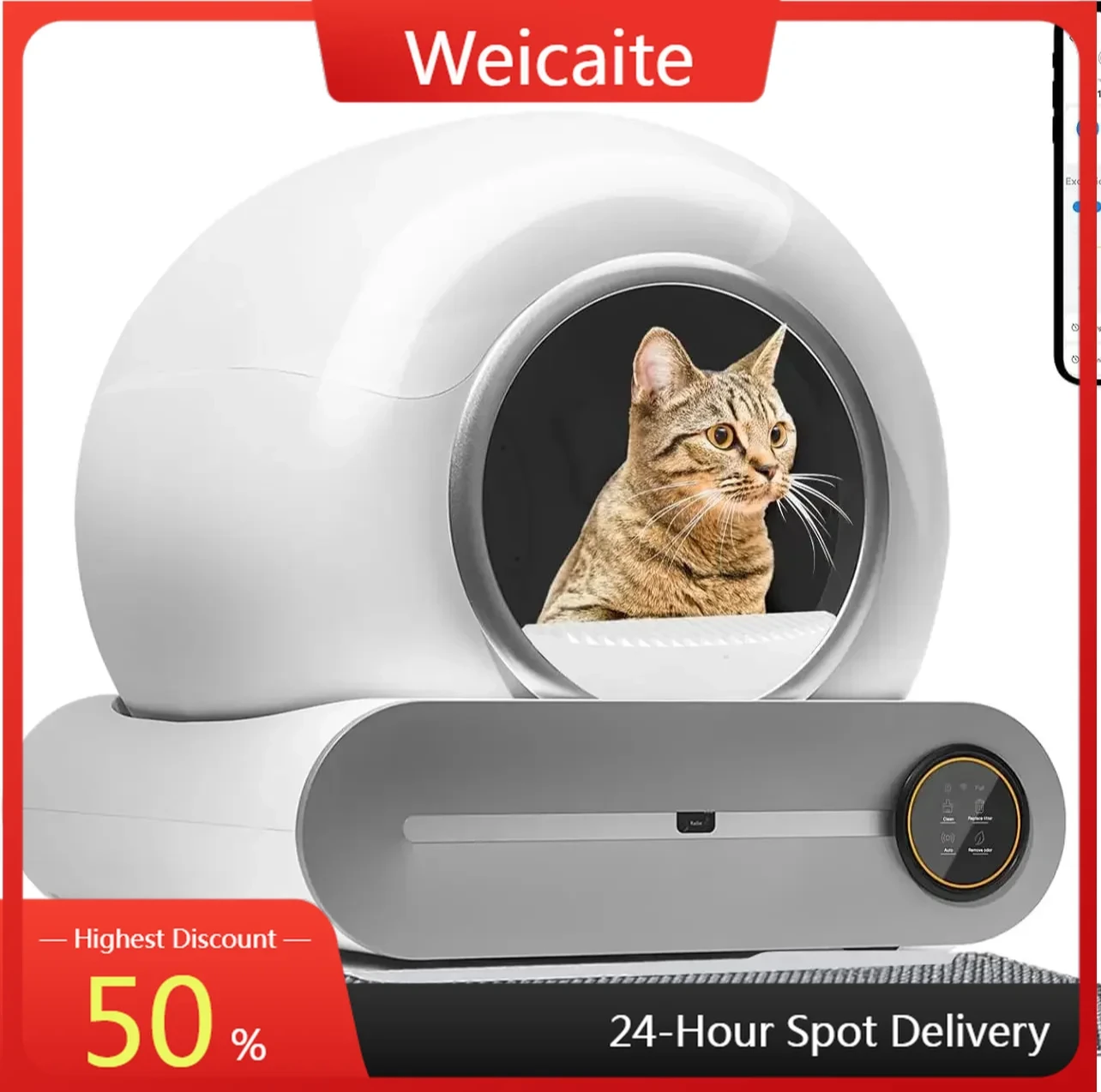 2025 New product hot-selling car electric cat toilet APP self-cleaning smart pet automatic robot trash can household48*51.6*50.5