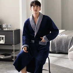 High Quality Men Bath Robe Warm Flannel Coral Fleece Bathrobe Male Dressing Gown Pijamas Hombre