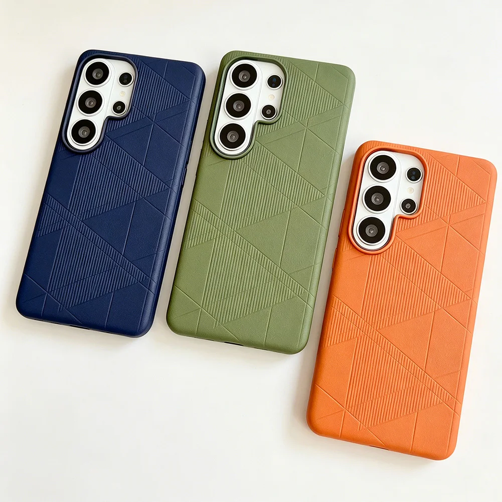 Geometric Diamond  Patterned Phone Case For Samsung S26 Ultra S26 + Galaxy S25 S24 Fleece Lining Raised Camera Shockproof Cover