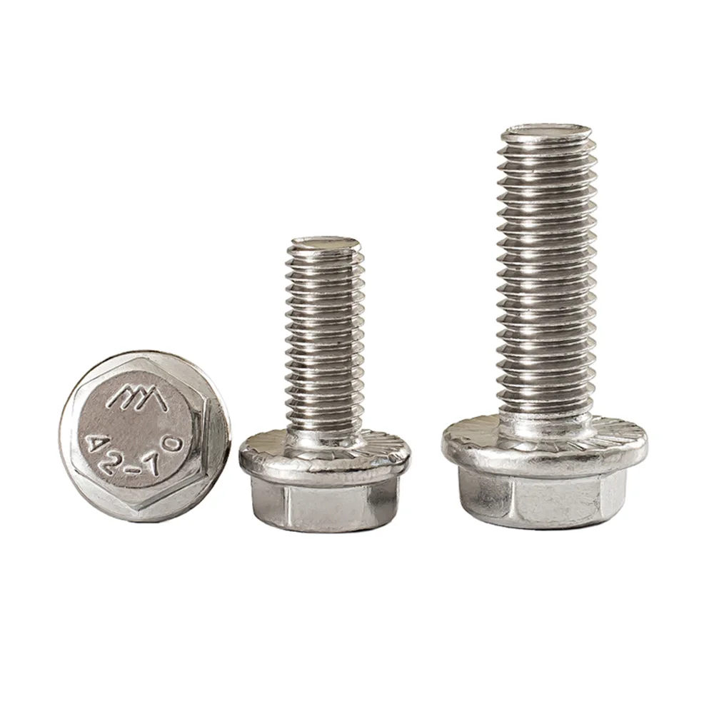 Rustproof A2-304 Stainless Steel Serrated Flange Bolt External Hex Head Cap Screw M4-M12 For Outdoor Construction Installation