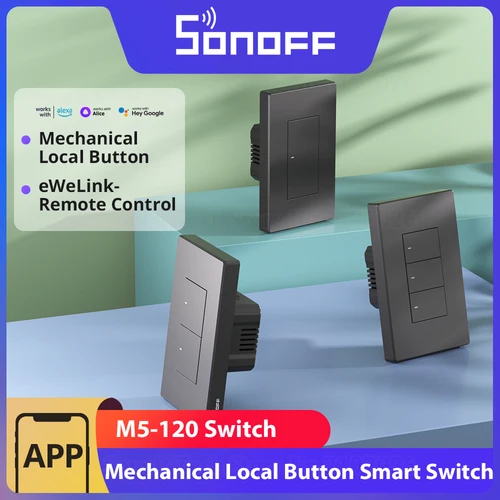 SONOFF M5-120 US WiFi inteligente interruptor de pared SwitchMan botón mecánico Local aplicación Control de voz a través de eWeLink Alexa Alice Google Home