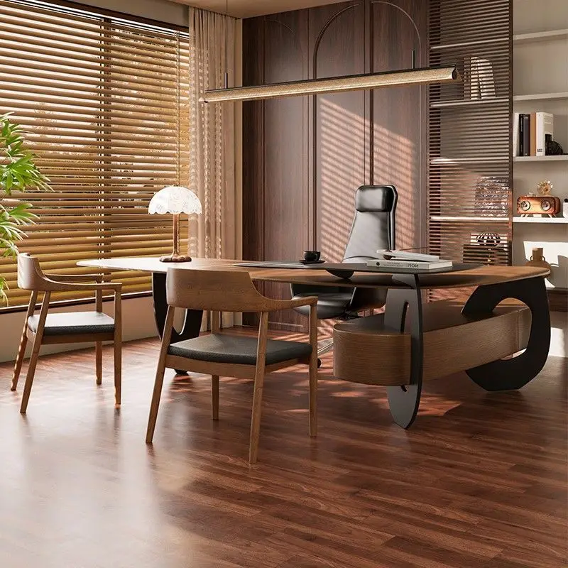 Light luxury solid wood chairperson boss office computer desk simple modern class desk