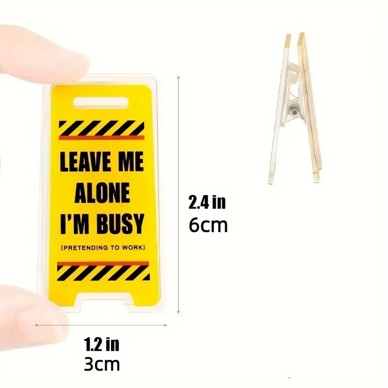 Acrylic Desk Sign "Leave Me Alone, I'm Busy" - Humorous Office Decoration  Transparent Visiable Acrylic Clip Storage Clip