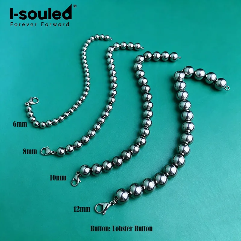 6mm/8mm/10mm/12mm pure titanium round bead bracelet, simple and fashionable, lightweight and waterproof