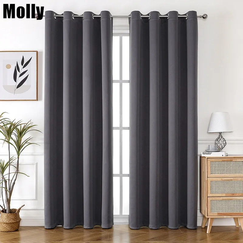 One Pane Light-Blocking Solid Color Curtain with Grommets for Decorating Living Rooms Offices Bedrooms Room Decoration Curtain