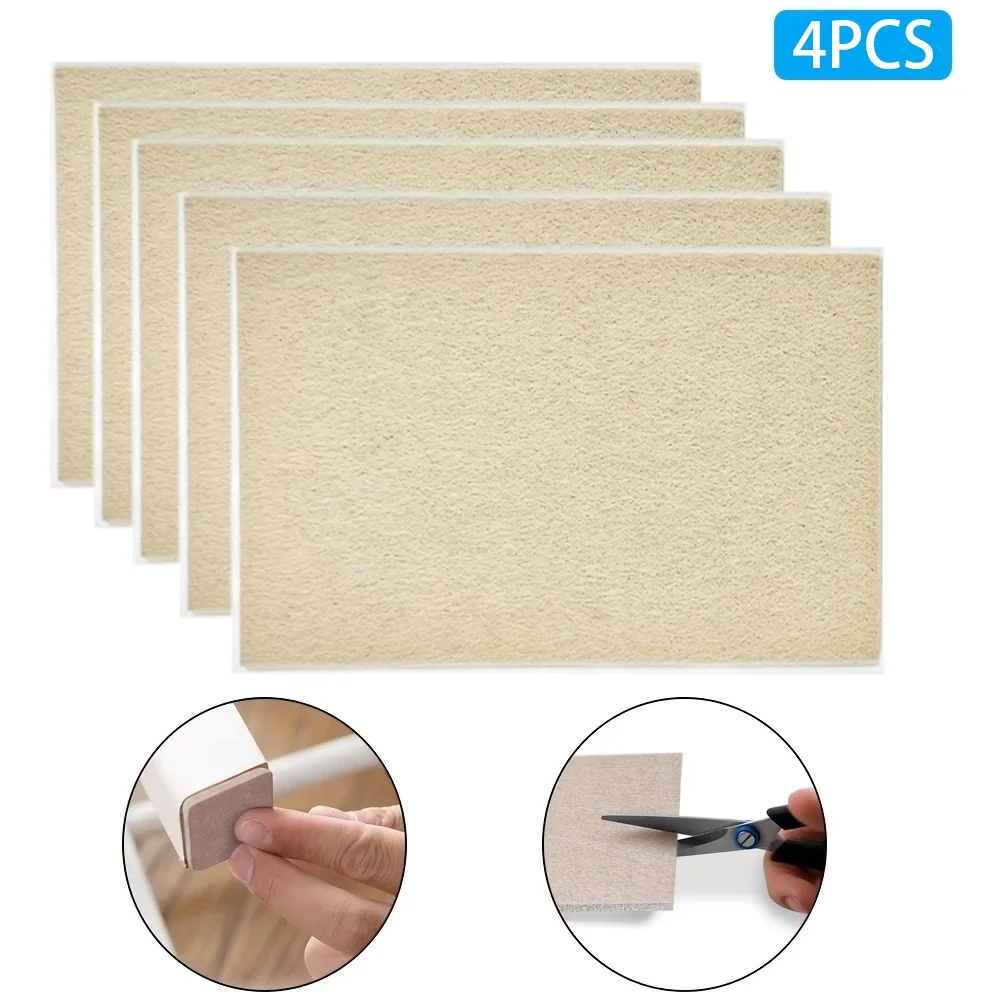 4Pcs High Quality Beige And Brown Felt Mat, Free Cut Felt Furniture Mat, High Quality Adhesive Anti-Collision Mat