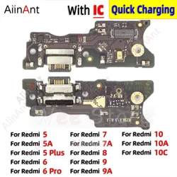 USB Mic Sub Board Charger Connector Dock Charging Port Flex Cable For Xiaomi Redmi 5 6 7 8 9 10 7A 8A 9A 9C 9T 10A 10C 5G Pro