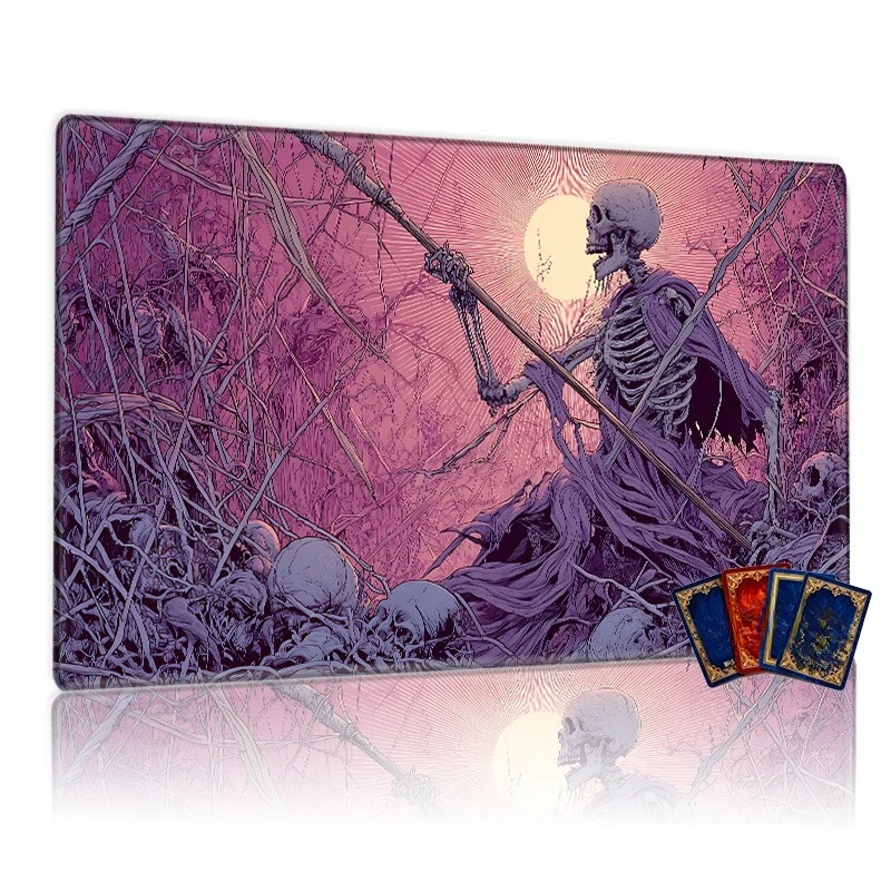 Gothic-style Death God playing card game mat, non-slip and durable desktop pad, suitable for TCG RPG, compatible with mouse pad