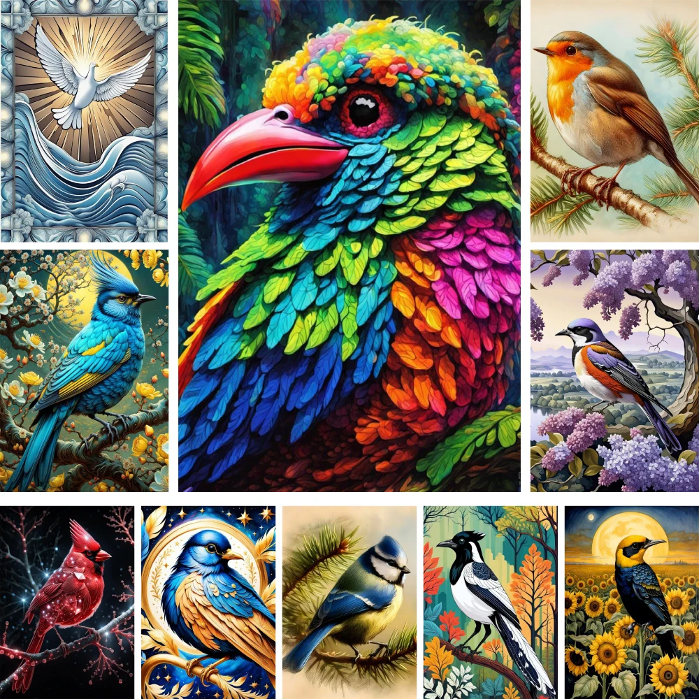 Bird Cardinal Blue Jay Printed Fabric 11CT Cross-Stitch Kit Embroidery Knitting Hobby Craft Handmade Magic Package For Adults