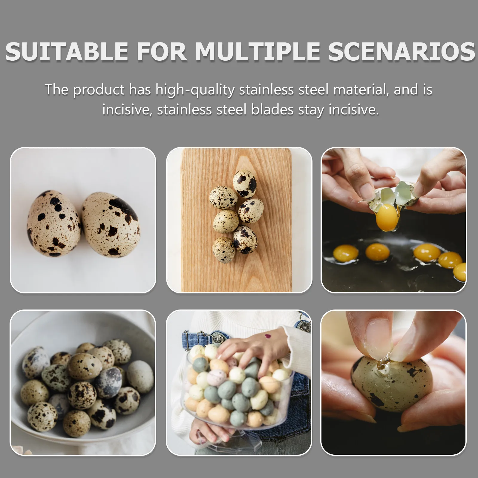 Tijeras para huevos de codorniz de acero inoxidable, cortador de conchas creativo, herramienta de cocina, mangos cómodos, cuchillas, para el hogar y el Hotel, 4 Uds.