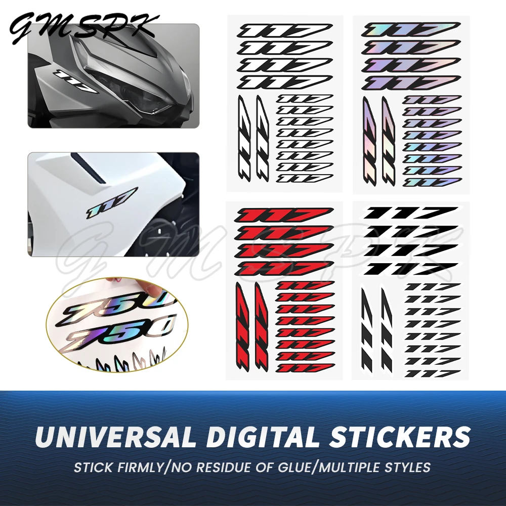 

Motorcycle 117 Number Stickers Fairing Body Helmet Decal Fit for Harley Softail Low Rider Road Glide Breakout FLHX FLTRX 117