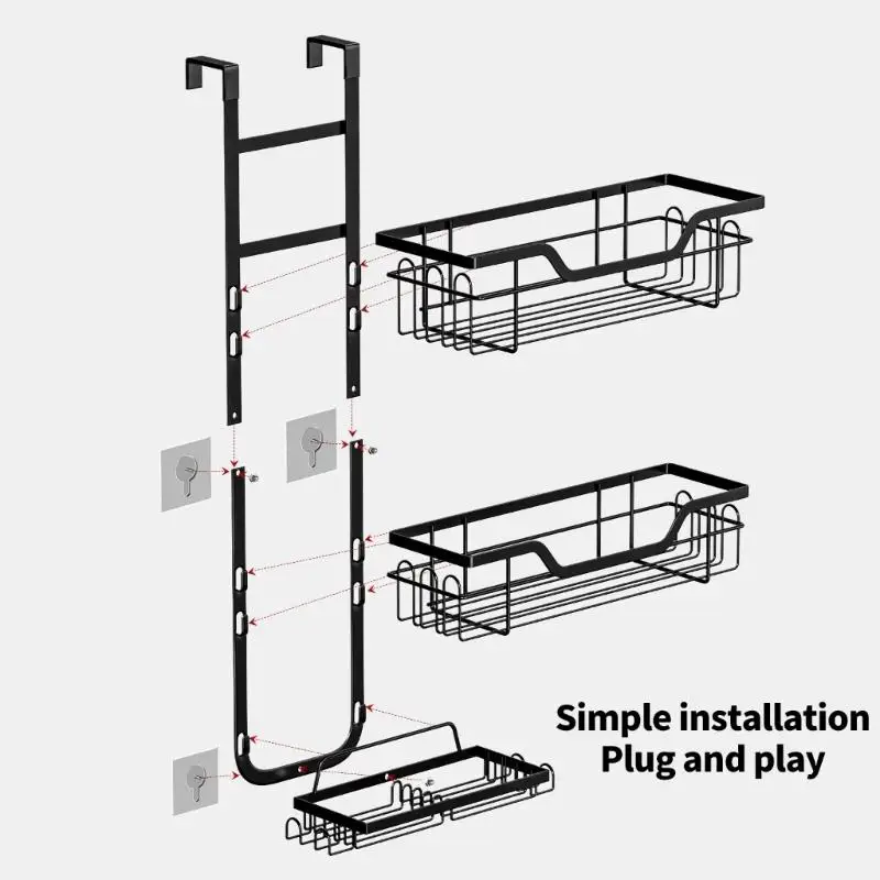 652F Unequipped Required Shower Cart for Door Back Double Deck Planner Includes Fasteners Towel Rack Alternative Efficient