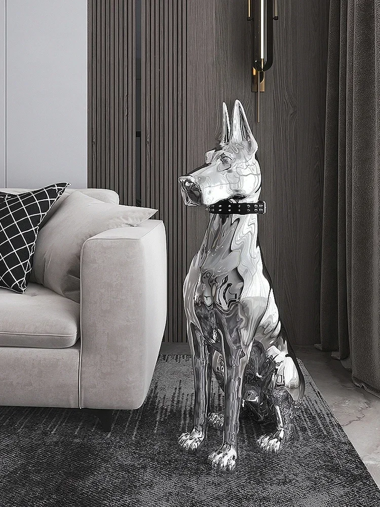 

Домашний декор 75 см гальваническая статуя собаки орнамент креативная гостиная большое украшение для пола скандинавский стиль декор комнаты скульптура