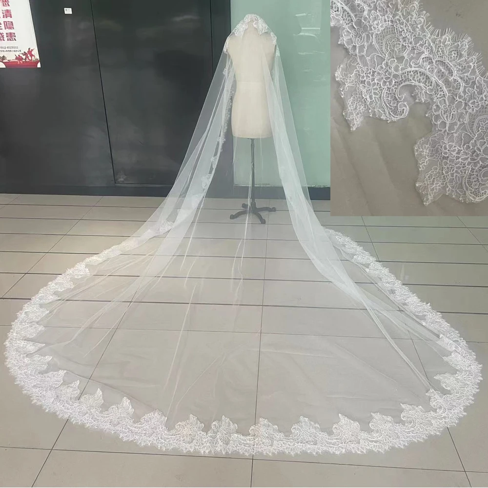 

Elegant Lace Hem Wedding Veil Long Elegant Veil Cathedral Bridal Veils Customized