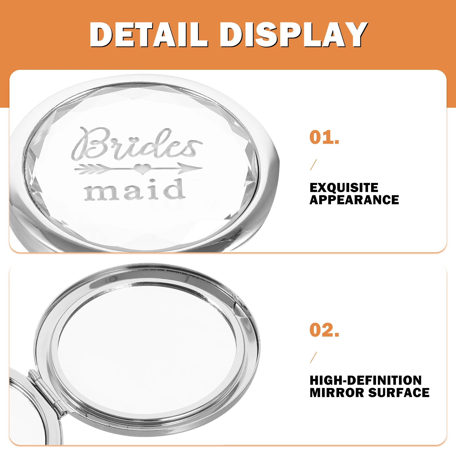 

Rose Gold Makeup Mirror Small Purse Size Mini Fold Bride Pocket Bridesmaid Compact Travel Lightweight High Definition Wedding