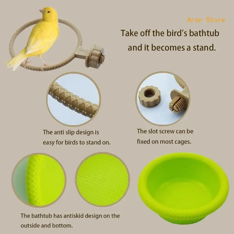 Plastic Bird Water Bath Box Bathtub Shower Box Parrot for Parakeets Cockatiel Pet Cage Hanging Bowl Bird Bath Supplies H3CF