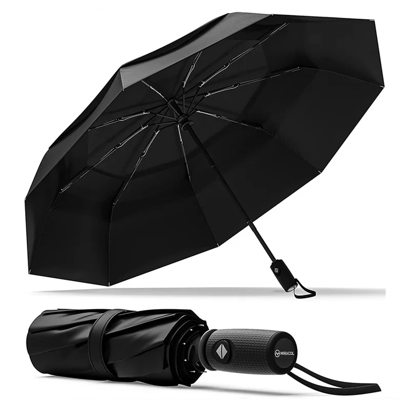 

MIRACOL Windproof Travel Umbrella - Wind Resistant, Small - Compact, Light, Automatic, Strong Steel Shaft, Mini, Folding