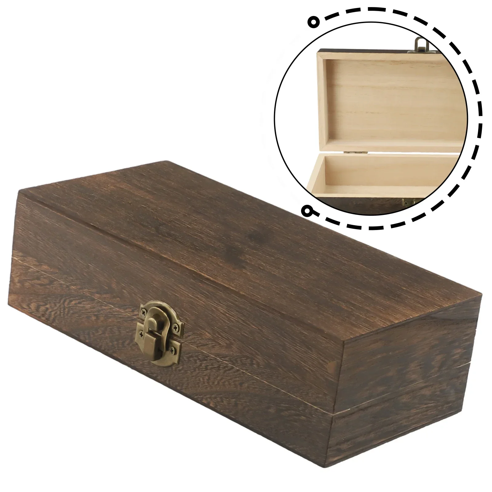 Wooden Storage Box Flip Top Gift Health Metal Buckle Natural/Light/Dark Rectangular Retro Style 1PCS 20*10*6cm