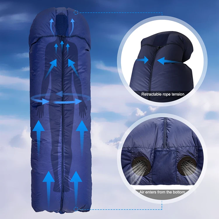 

Keep Cooler Air Fan Electric Sleeping Bag For Survival Portable Sleeping