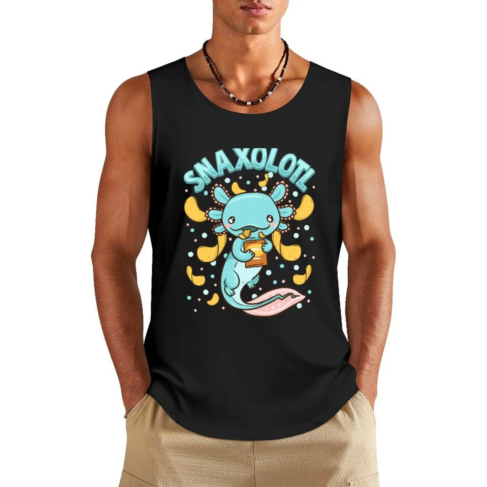 

Cute & Funny Snaxolotl Adorable Snacking Axolotl Tank Top Japanese t-shirt T-shirt for fitness gym shirts
