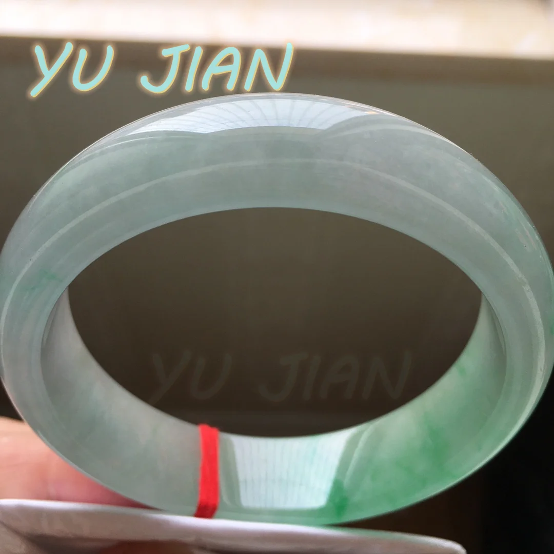 Ice Glutinous Floating Green Flower Natural Jadeite Refined Fashion Superior Quality Bangle Jade Bracelet Handring Jewelry