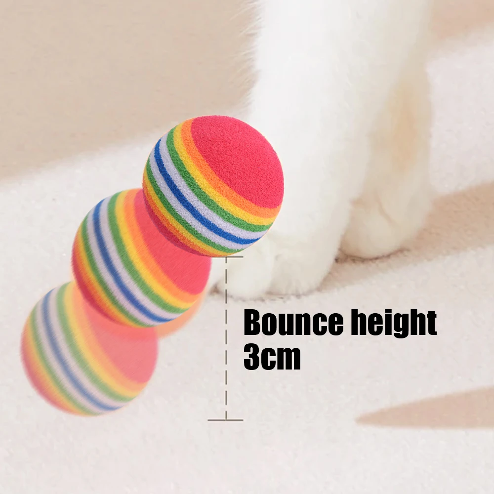 50/10Pc Colorful Cat Toy Ball EVA Bite-Resistant Elastic Rainbow Ball Kitten Puppy Chewing Training Interactive Toy Pet Supplies