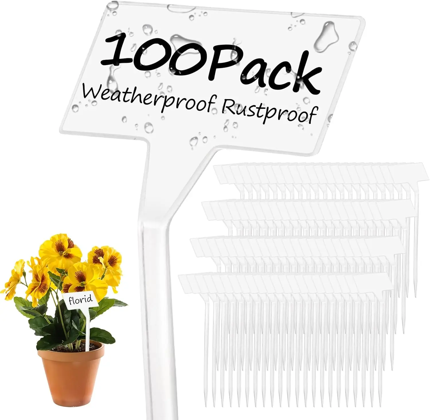 

100 Pcs Large Plastic Plant Labels, 12.2 Inch White T-Type Waterproof Garden Markers for Pots, Flowers, Vegetables, Nurs