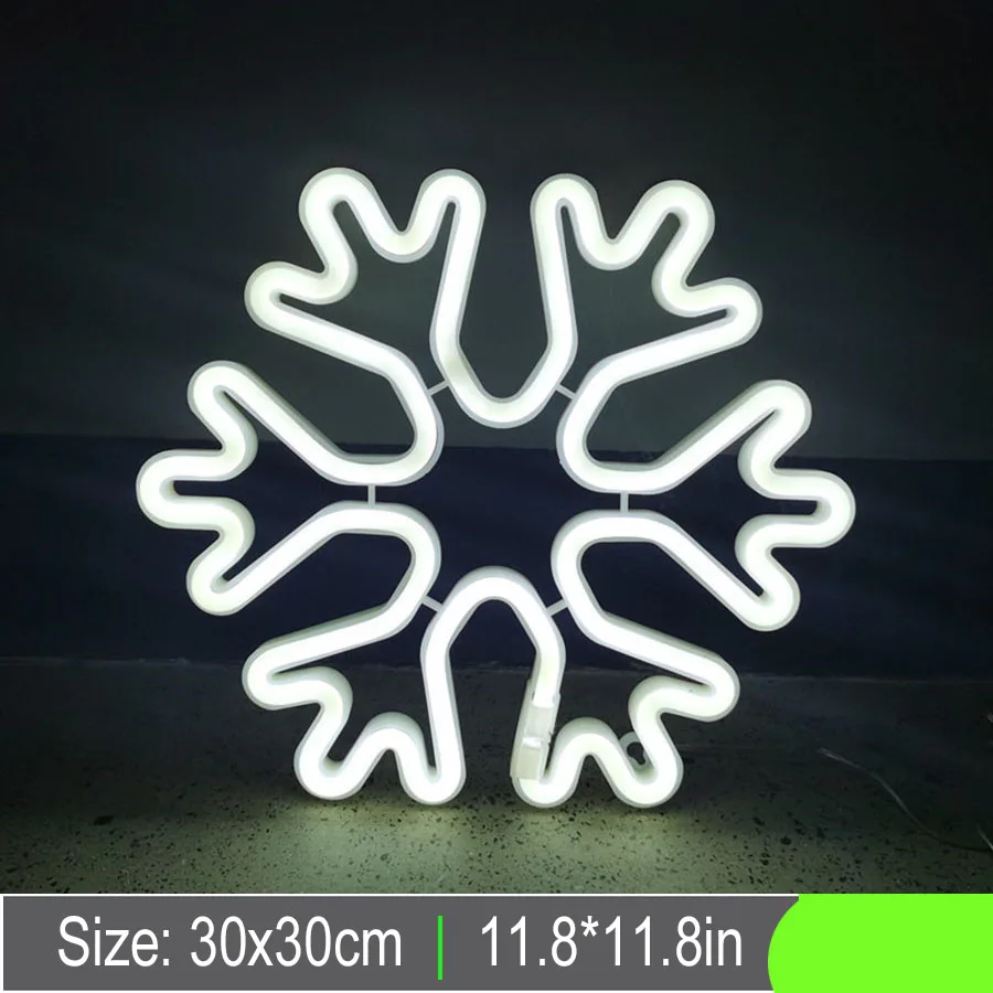 LED Neon Light Sign Nightlight Lamp Strip Christmas Hat Tree Star Snowflake Modeling Decor Room Wall Shop Birthday USB & Battery