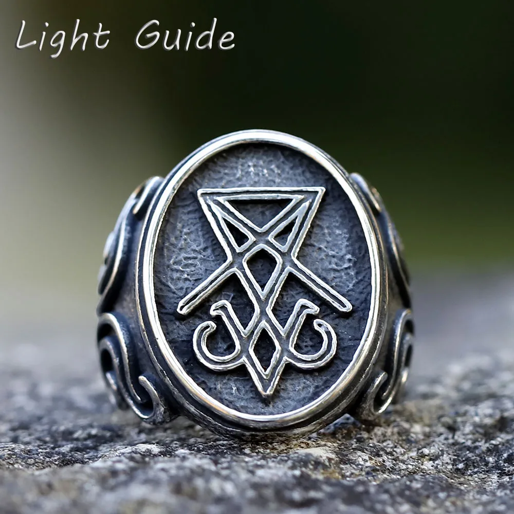 2022 NEW Men's 316L stainless-steel rings Lucifer Satan Signet ring for teens fashion Gothic Jewelry for gift free shipping