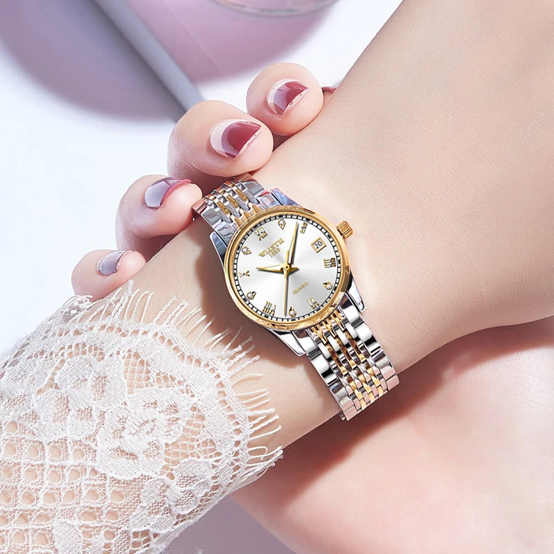 ساعة يد نسائية أصلية فاخرة للزوجين ساعة كوارتز بحزام من الفولاذ المقاوم للصدأ ساعة يد للرجال والنساء للمواعدة للزوجين